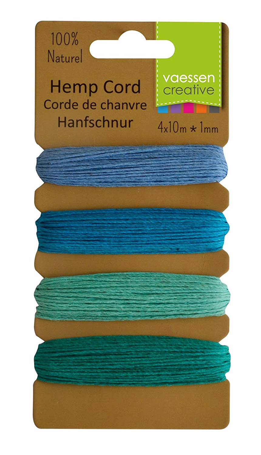 Vaessen Creative Hemp Cord Blue/Green Assortment 4x10m, 16.3x7.9x1 cm