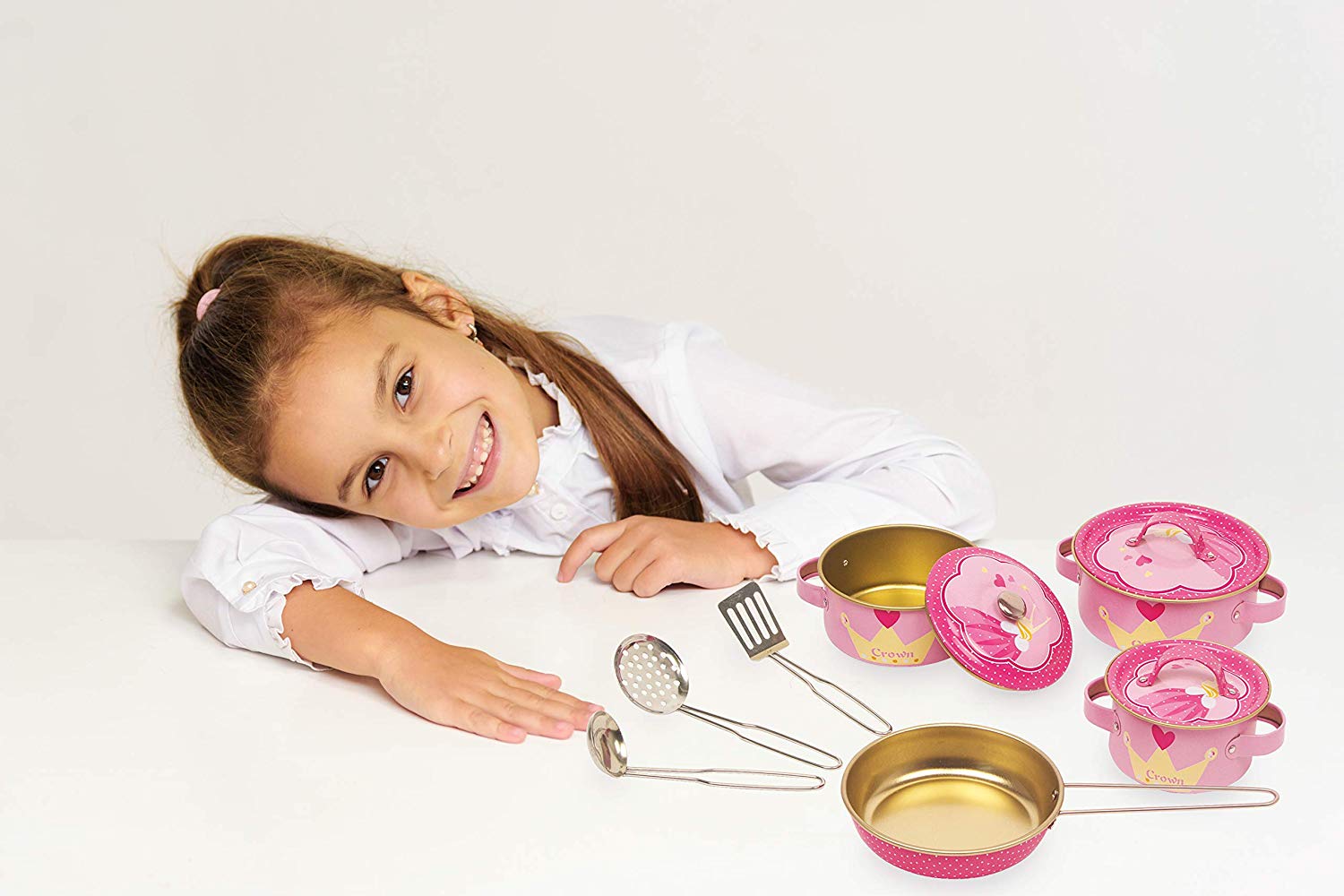 small foot 8970 Cookware "Josephine" made of pink metal, accessories for children's kitchen, 10 pcs., from 3 years old - Image 4