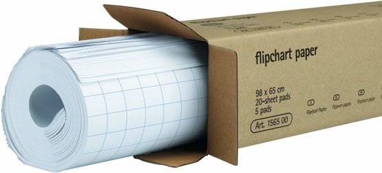 Legamaster Flipchart Paper Pad - Pack of 5 with 20 grid Sheets each - Squared - for all standard Flipchart easels - Ideal for Meeting Notes and Brainstorming