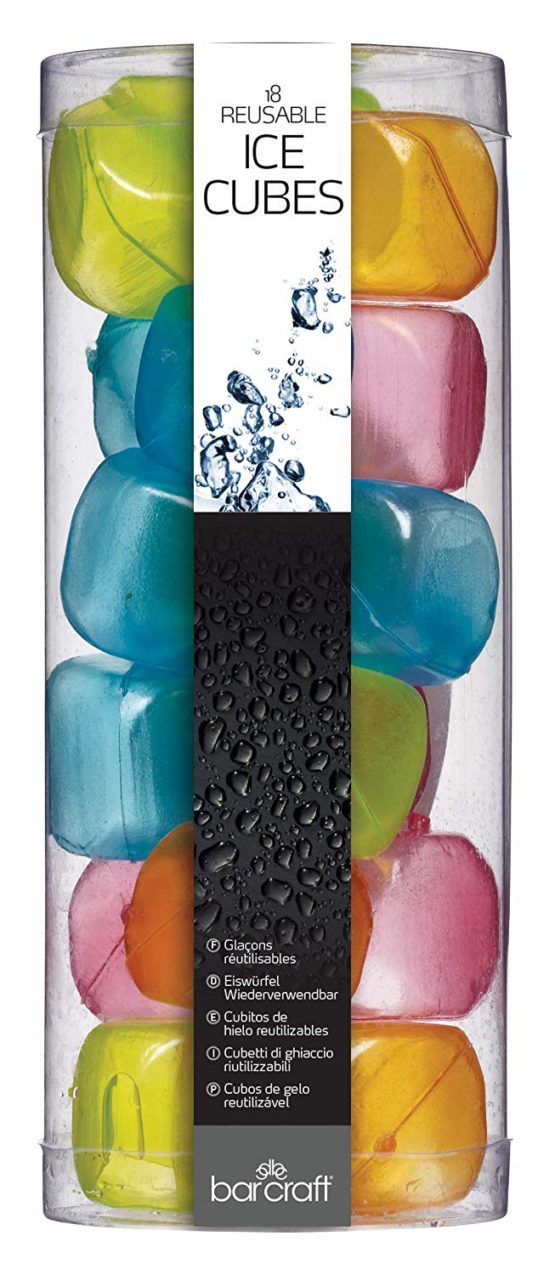 BarCraft Reusable Ice Cubes, Plastic, Multi Colour, Pack of 18