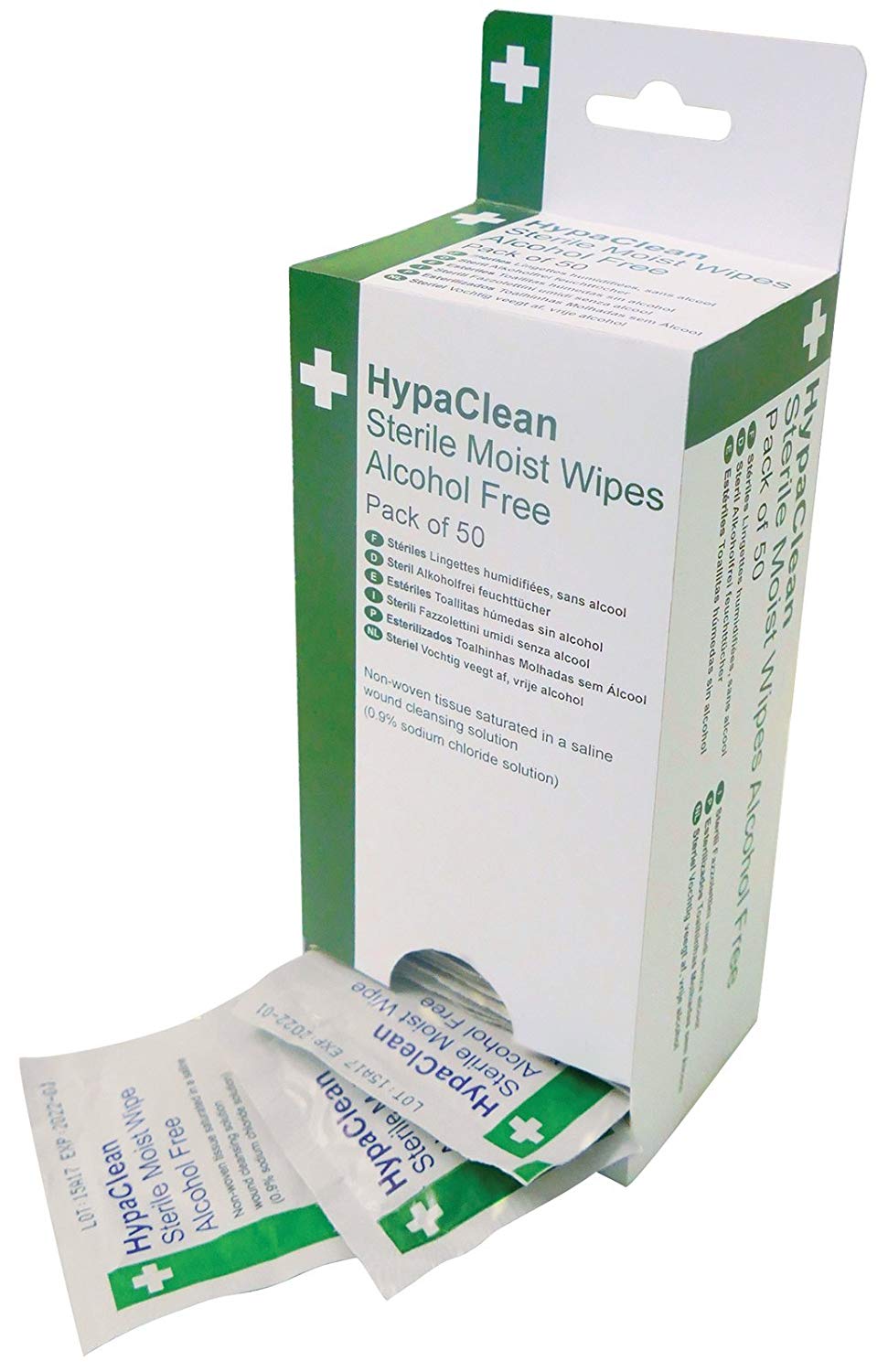 HypaClean Sterile Moist Wound Cleansing Wipes - Alcohol Free (Pack of 50 Dispenser), 50 Count (Pack of 1)