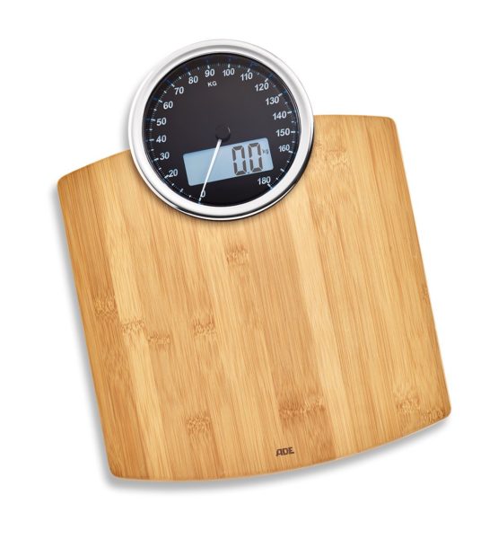 ADE BE1719 Luna Digital Bathroom Scale, Dual indicator : Mechanical and Digital. Precise up to 180kg. Surface made of tempered glass. Bamboo wood. - Image 2