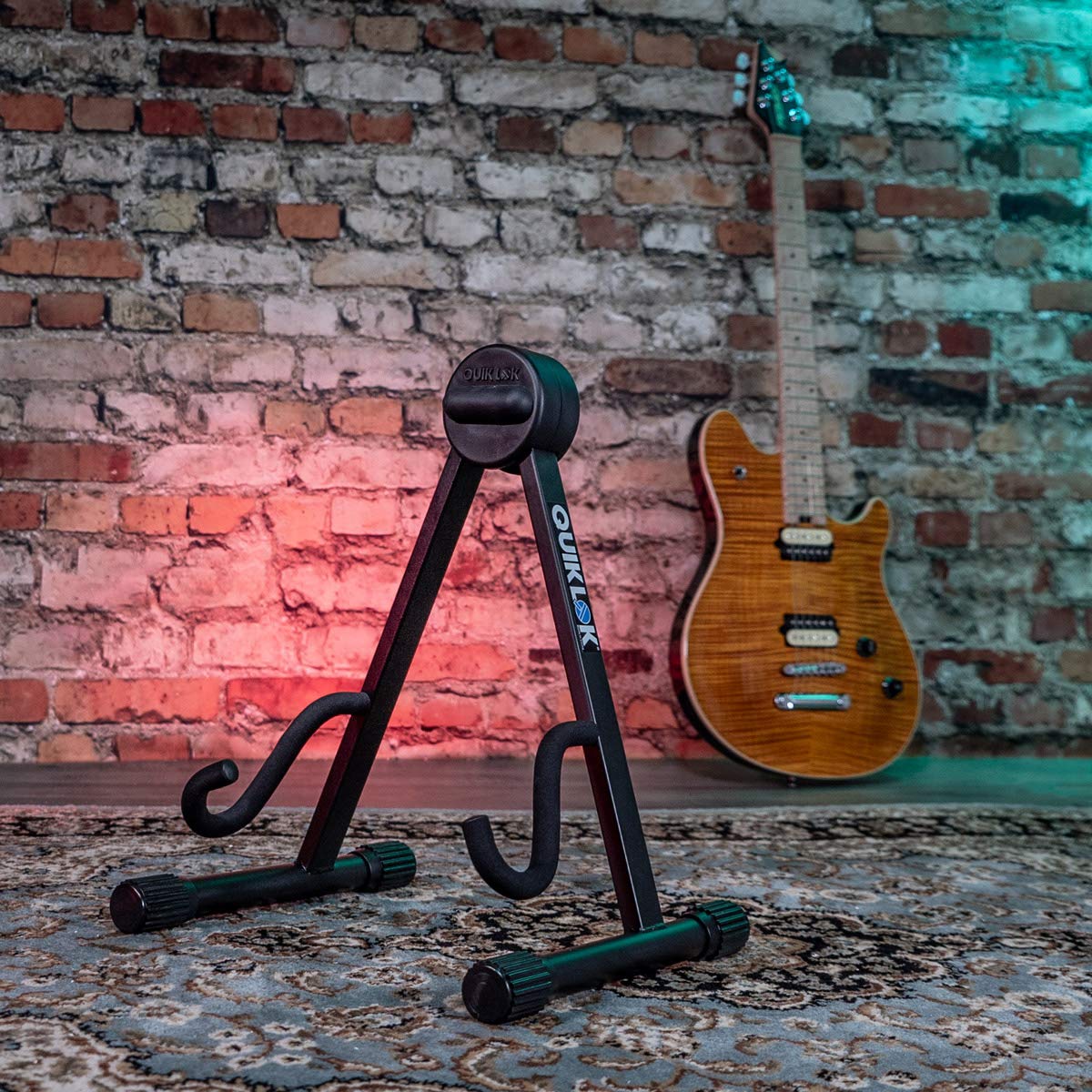 Quik Lok QL/631 Low A-Frame Electric Guitar Stand - Black - Image 2