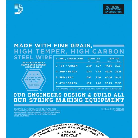 D'Addario EXL160M XL Nickel Wound Medium (.050-.105) Medium Scale Electric Bass Guitar Strings - Image 3