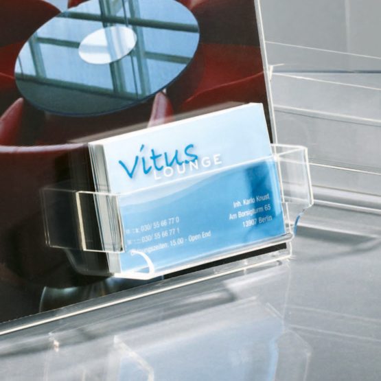 SIGEL TA230 Sign Holder, slanted, for A4, with business card compartment, acrylic, transparent, 5 pcs. - Image 2