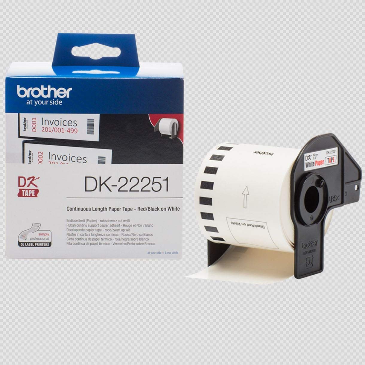 Brother DK-22251 Label Roll, Continuous Length Paper, Black/Red on White, Single Label Roll, 62mm (W) x 15.24M (L) - Image 2