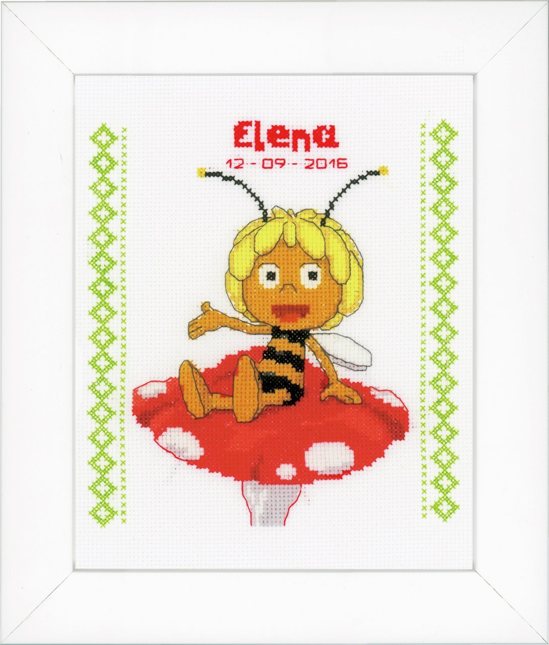 Vervaco Counted Cross Stitch Birth Record Maya on Mushroom, NA, 19 x 21cm, N\a
