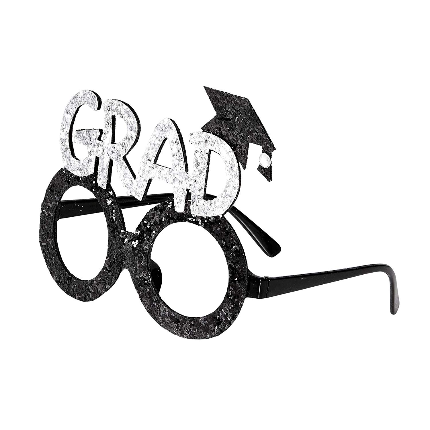 Widmann Glitter Graduate Glasses Fancy Dress, Black / Silver - Image 3