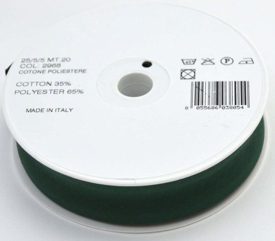 Inastri 25/5/5 mm Bias Binding-Col. 2968-BOTTLE GREEN-20m Roll, polycotton, Dark Bottle Green - Image 3
