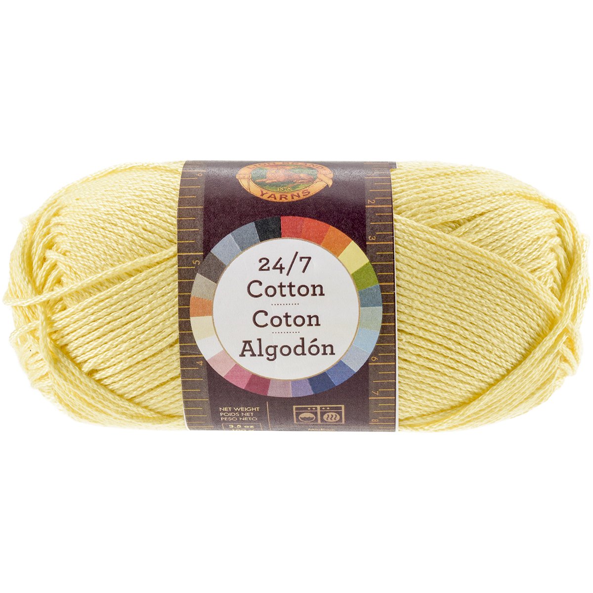 Lion Brand Yarn Company Cotton Yarn, 100 Percent Cotton, Lemon,15.24x6.35x6.35 cm, 1 Pack