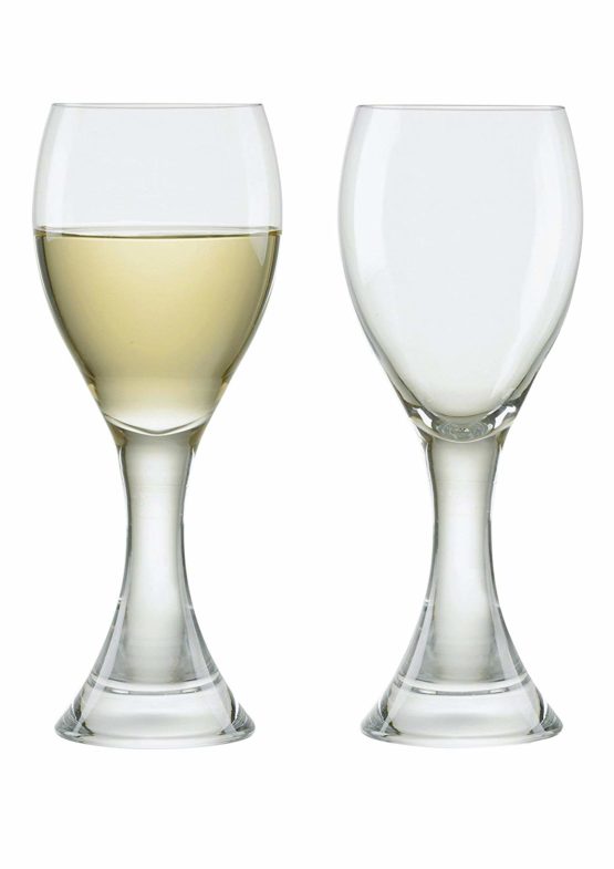 Anton Studio Designs - Manhattan White Wine Glasses - Beautifully Shaped - Set of 2 - 300ml Capacity Per Glass - Great Wine Glass Gift, Crystal Clear Glasses
