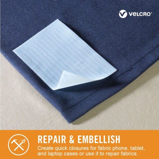 Velcro(r) Brand Fasteners Sticky Back for Fabrics: No sewing needed - 6-inch X 4-inch Rectangle, 1 Set - White - Image 3