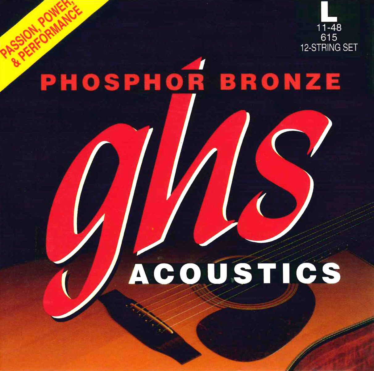 GHS PHOSPHOR BRONZE - String Set For Acoustic Guitar - 12-String - 615 - Light - 011/048