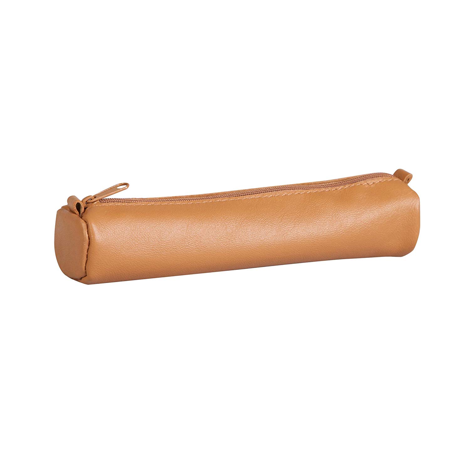 Clairefontaine 77018C Collection Age Bag, One Small Round Genuine Brown Lambskin Leather Pencil Case - Image 2