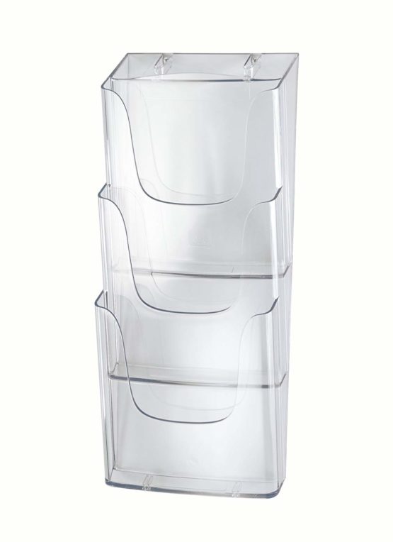 SIGEL LH135 Wall-Mounted Literature Holder, for A4, with 3 compartments, acrylic, clear, 1 pc.