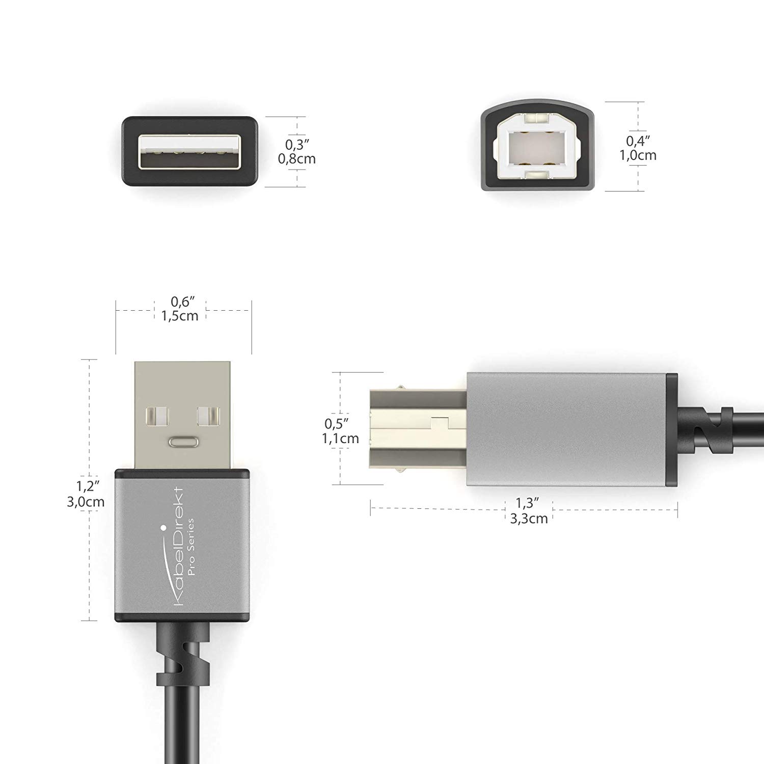 KabelDirekt, USB B 2.0 cable, 2m - Image 3