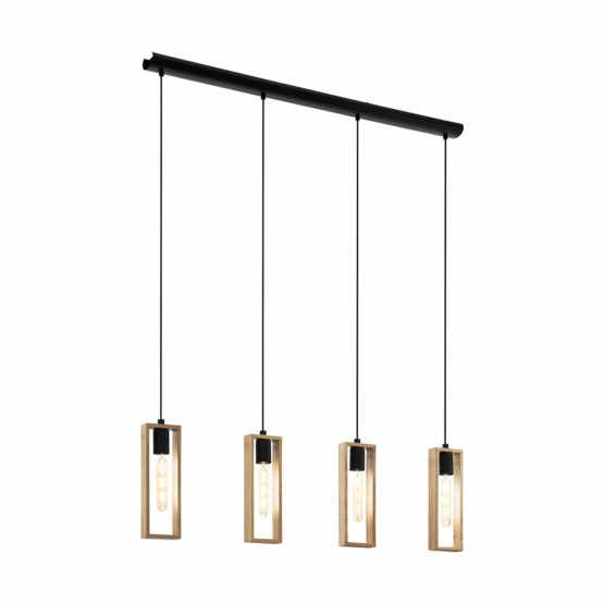 EGLO Wall Lamp Littleton, 1 Bulb Vintage Wall Light in Industrial Design, Retro Lamp Made of Steel and Wood, Colour : Black, Brown, Socket : E27
