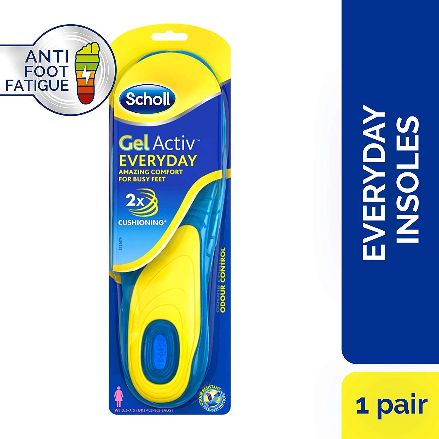 Scholl GelActiv Everyday Insoles for Women, Anti Foot Fatigue Comfort Insoles, Women's Insoles for Walking Hiking