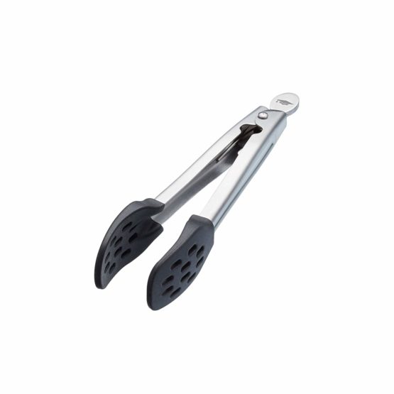 KitchenCraft Nylon-Headed Metal Kitchen Tongs, 18 cm (7"), Black/Silver, (7 inch)