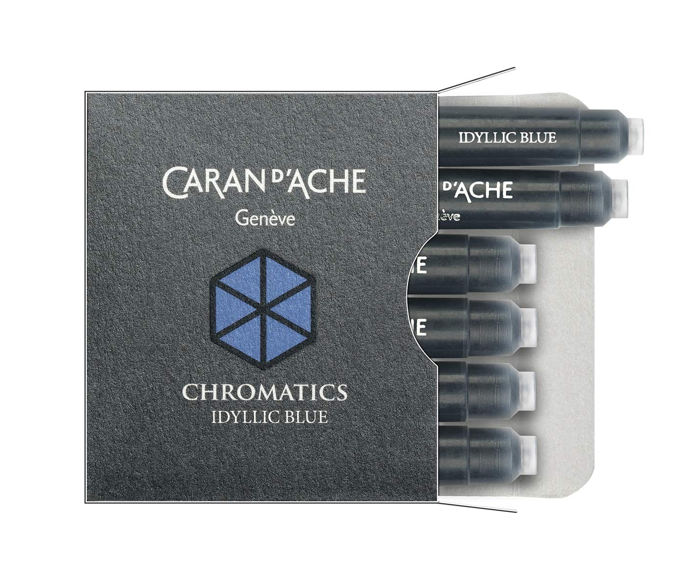 Caran d'Ache CD8021.14 Ink Cartridges - Idyllic Blue (Pack of 6)