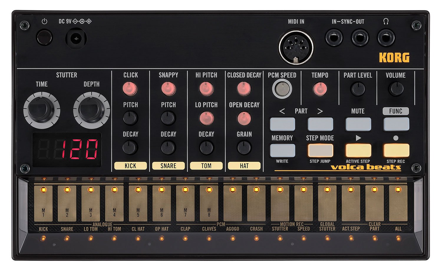 Korg - volca Beats - Analogue Rhythm Drum Machine Synthesizer, Black, Einheitsgröße