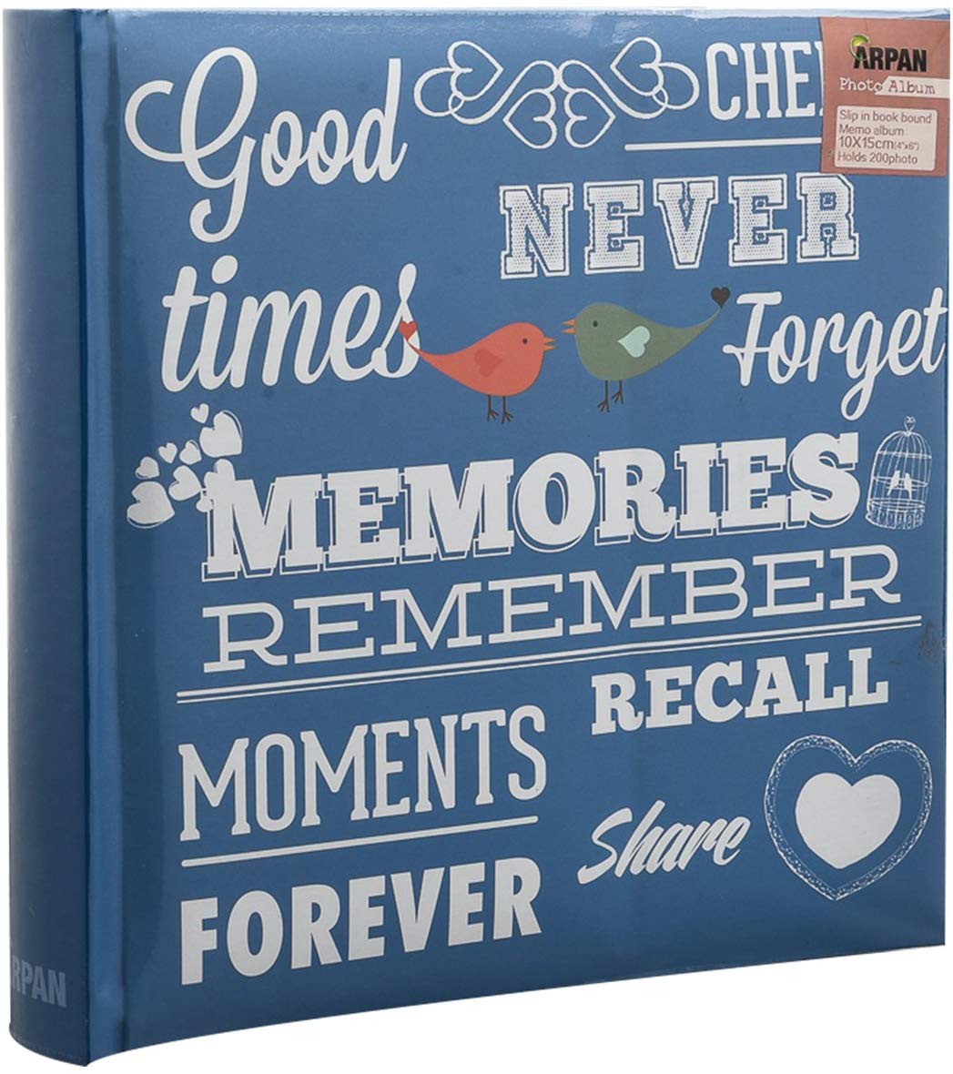 Arpan Blue Memo Slip In Photo Album 10 x 15 cm For 200 Photos - MEMORIES, Xmas, Album Size : 28 x 4 x 26 cm Approx - Image 3