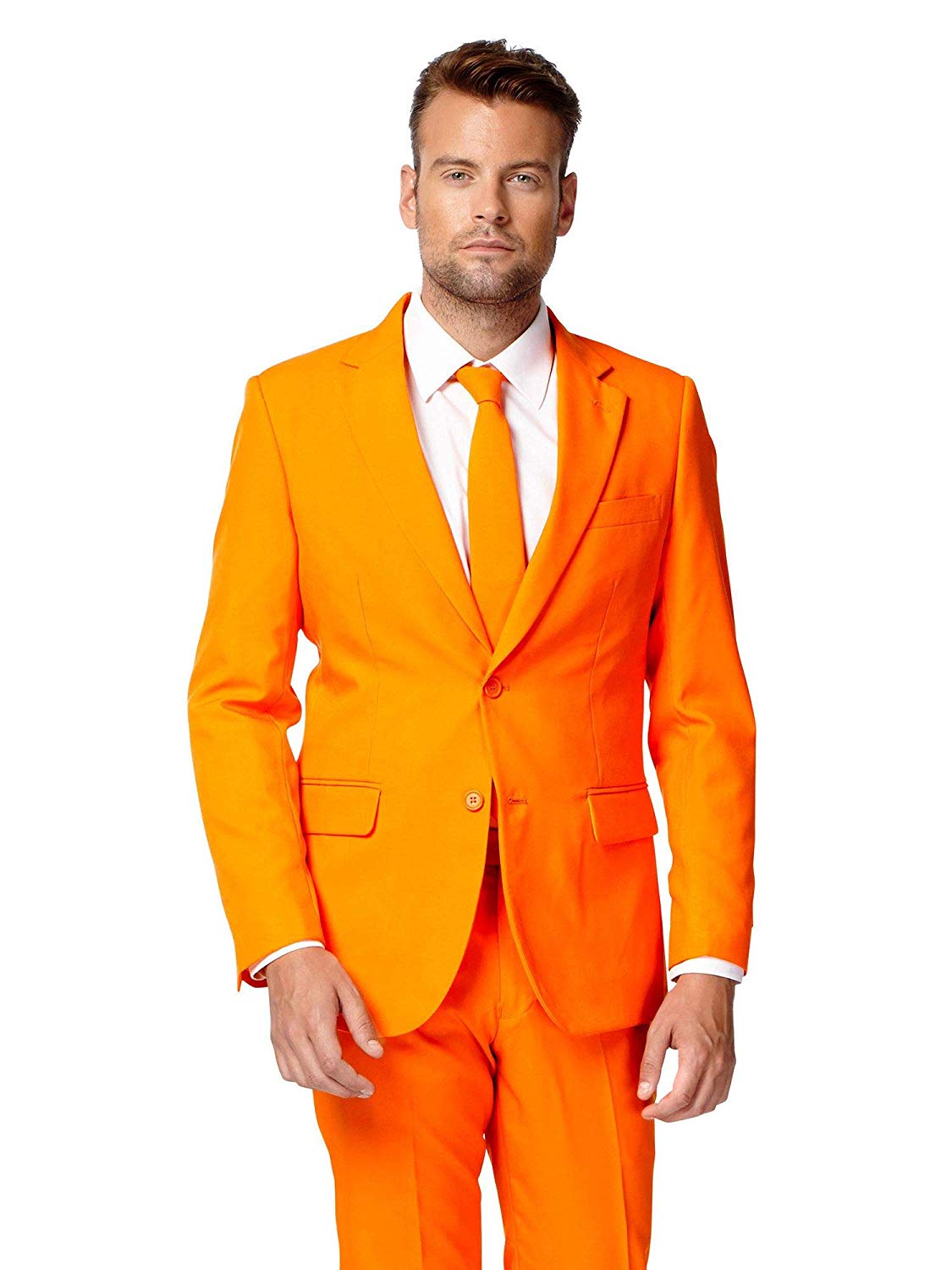 OppoSuits Men's Solid Color Party Orange - Full Suit: Includes Pants, Jacket and Tie, 52, OSUI-0001-EU62, The Orange - Image 4