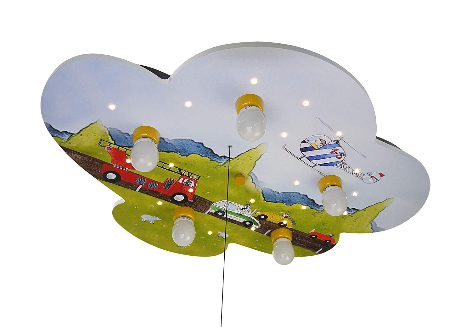 Niermann Standby Niermann Standby671 Cloud Cars Wood Ceiling Light, Multi-coloured, 74 x 57 x 7 cm
