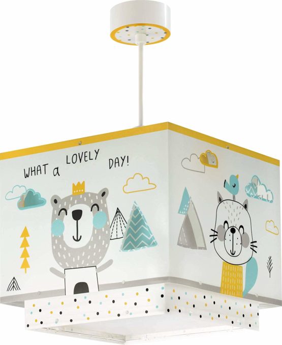 Dalber Children's Ceiling Light Hanging Hello Little Animals, Multi-Colour - Image 3