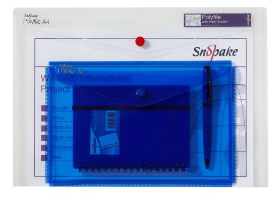 Snopake A4/A5 Polyfile Duo Popper Wallet with Index Tab and Press Stud Closure – Clear [Pack of 5] Ref: 15693 - Image 3