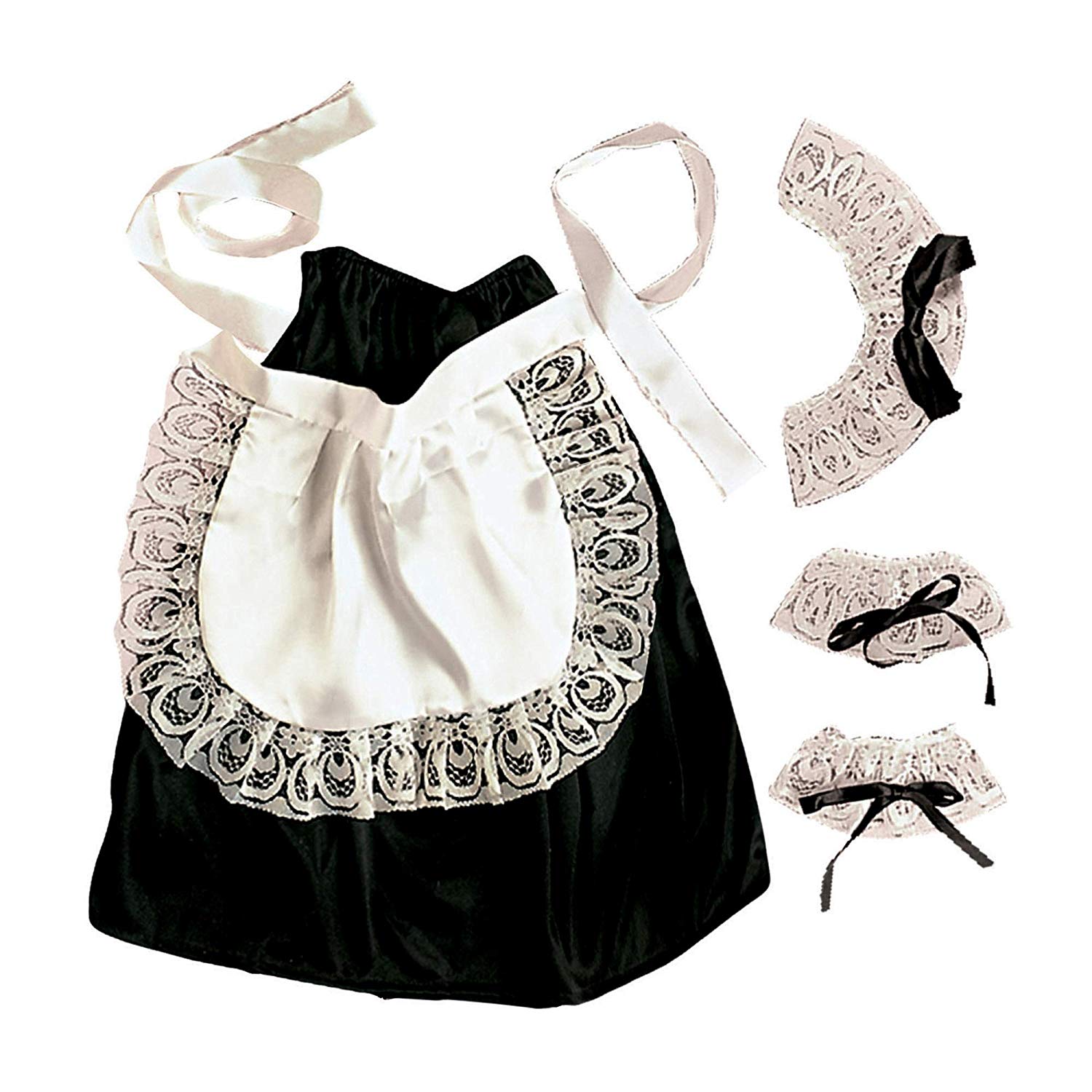 French Maid Accessory Set Accessory for Fancy Dress, Black and White