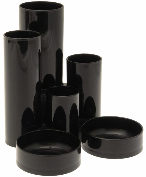 5 Star Office Desk Tidy with 6 Compartment Tubes Black