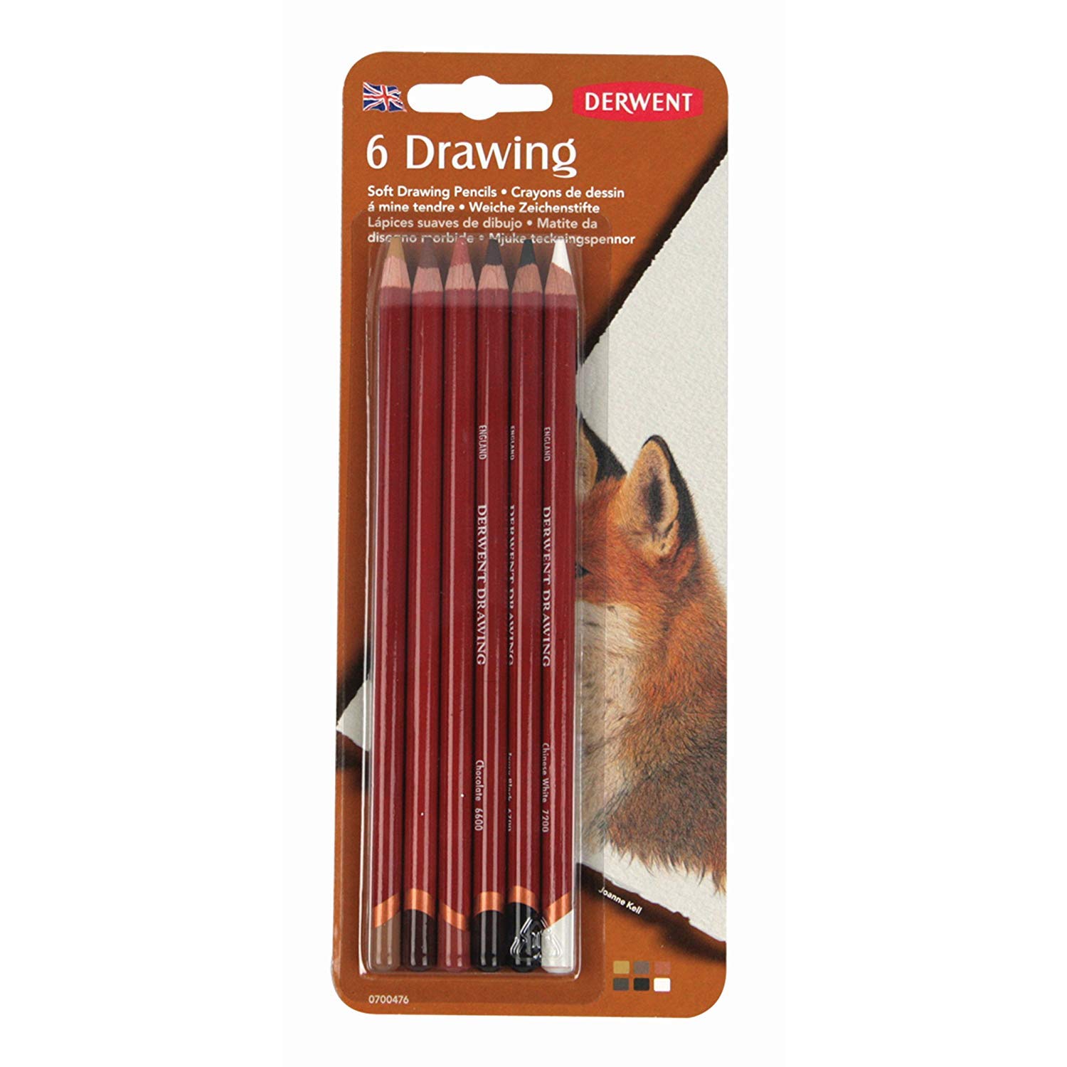 Derwent Drawing Pencils, Set of 6, 5mm Round Core, Premium Core Strength, Creamy Texture