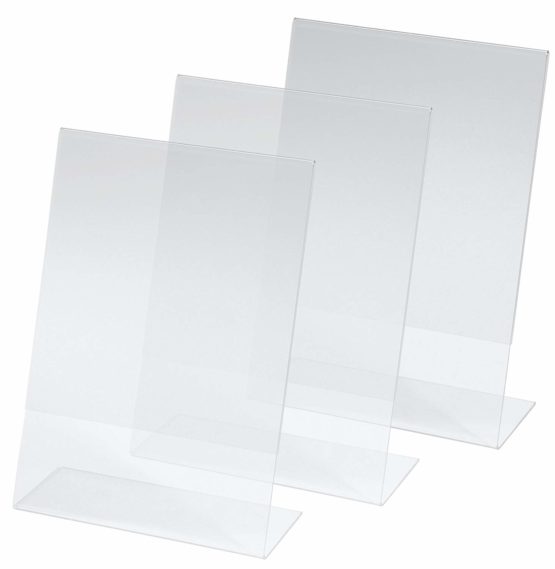 SY112 Sign Holder, slanted, for A5, single-sided presentation, acrylic, clear, 3 pcs, for A5 (14.8 x 21 cm)