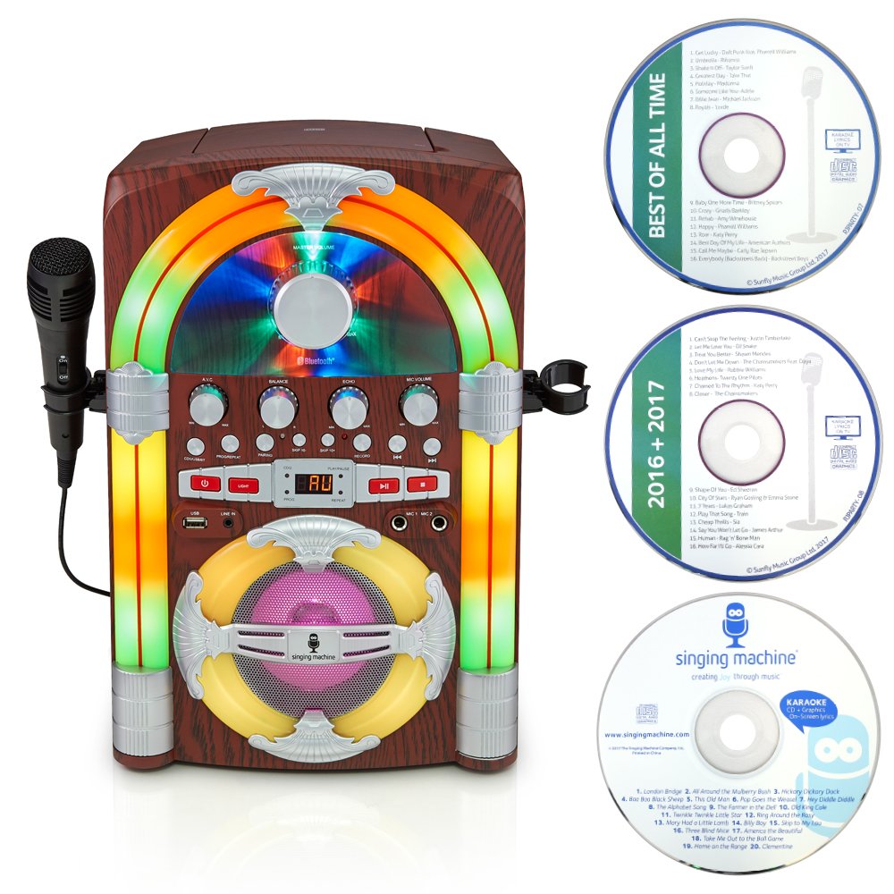 Singing Machine SML645BT Jukebox Bluetooth Karaoke Machine With Lights and Microphone, Multicolour