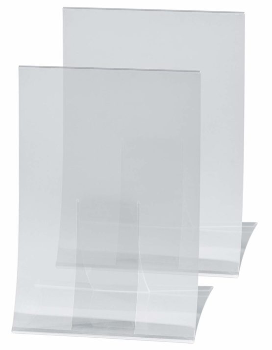 SIGEL TA160 Sign Holder, fold-back, for A4, single-sided presentation, rigid plastic, transparent, 2 pcs.