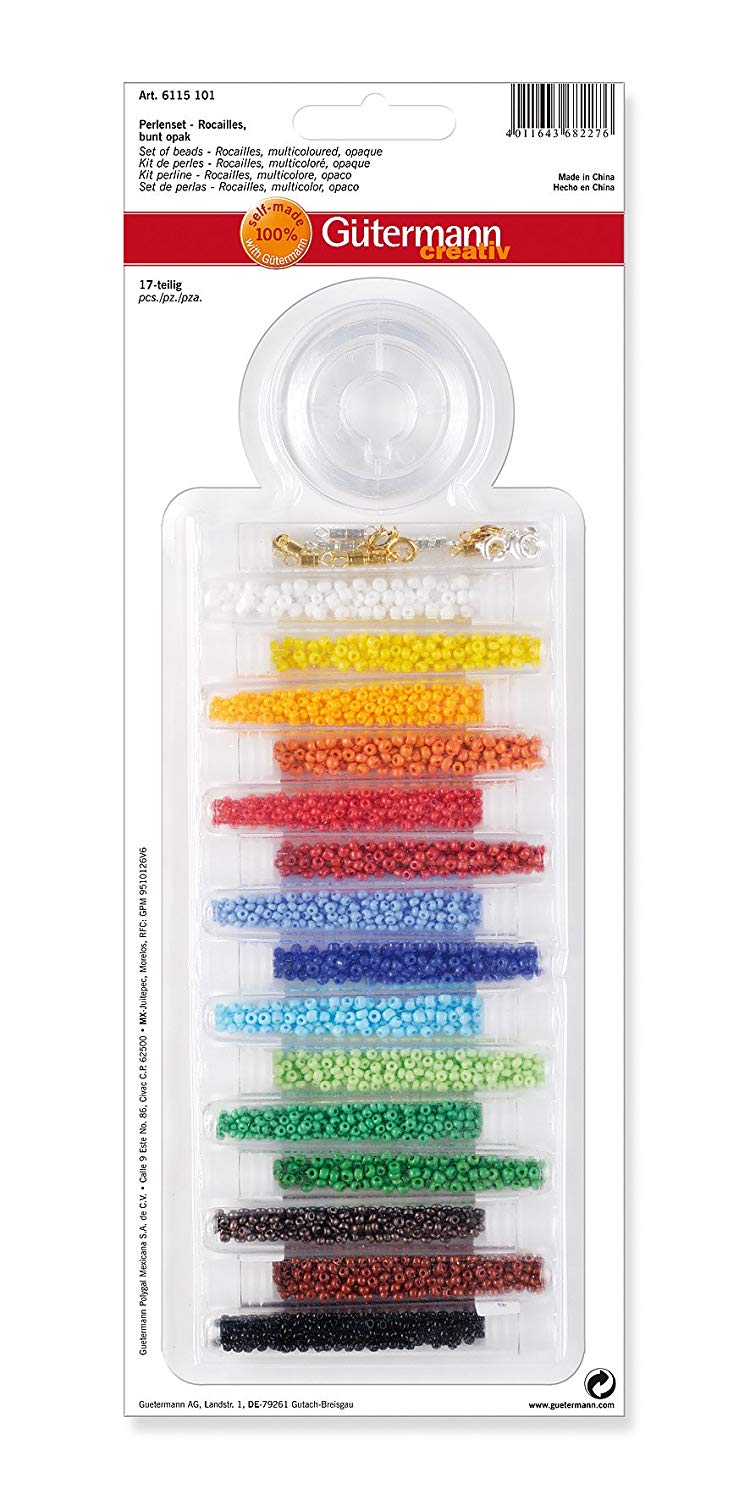 Knorr Prandell 216115101 Seed Beads Set Diameter 2.5 mm Round Beads Mixed Opaque Colours, 2,5mm