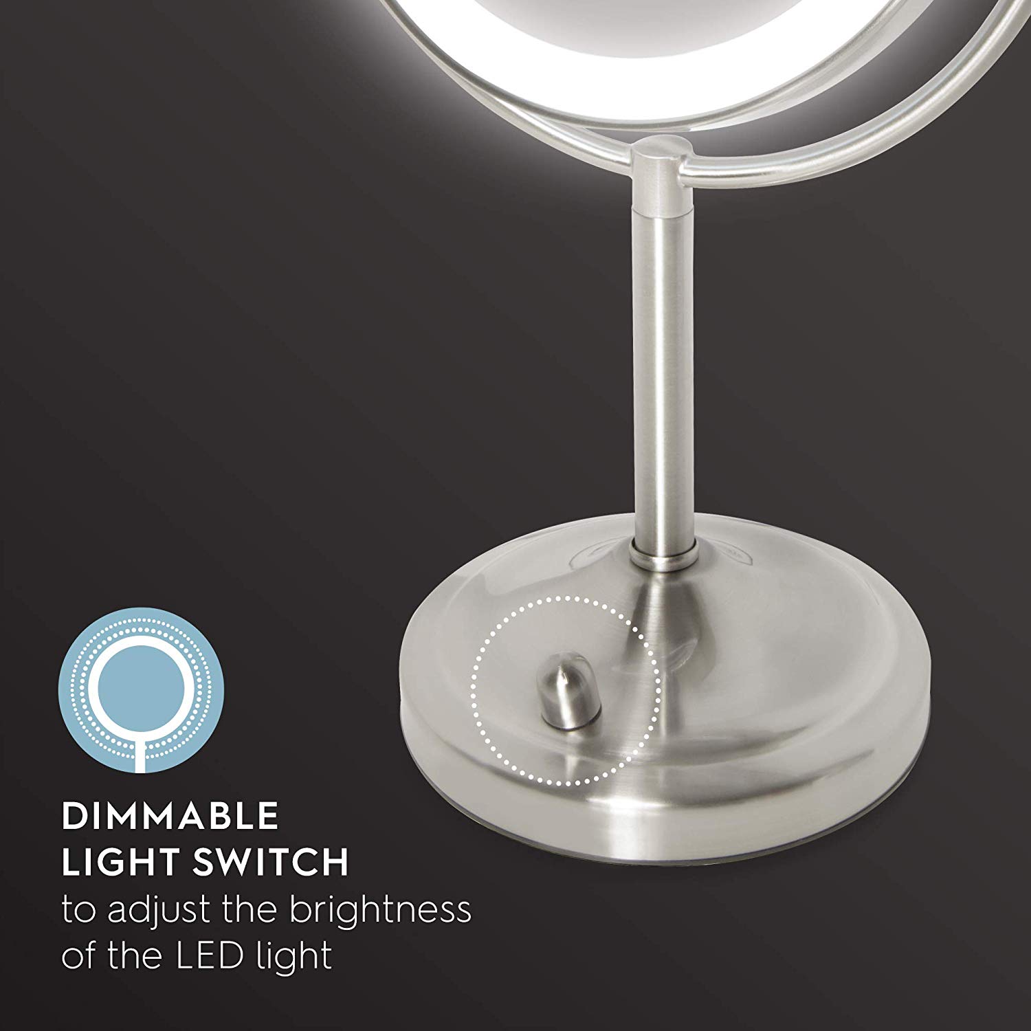 HoMedics LED Mirror, Stainless Steel, 16.5L x 25W cm - Image 4