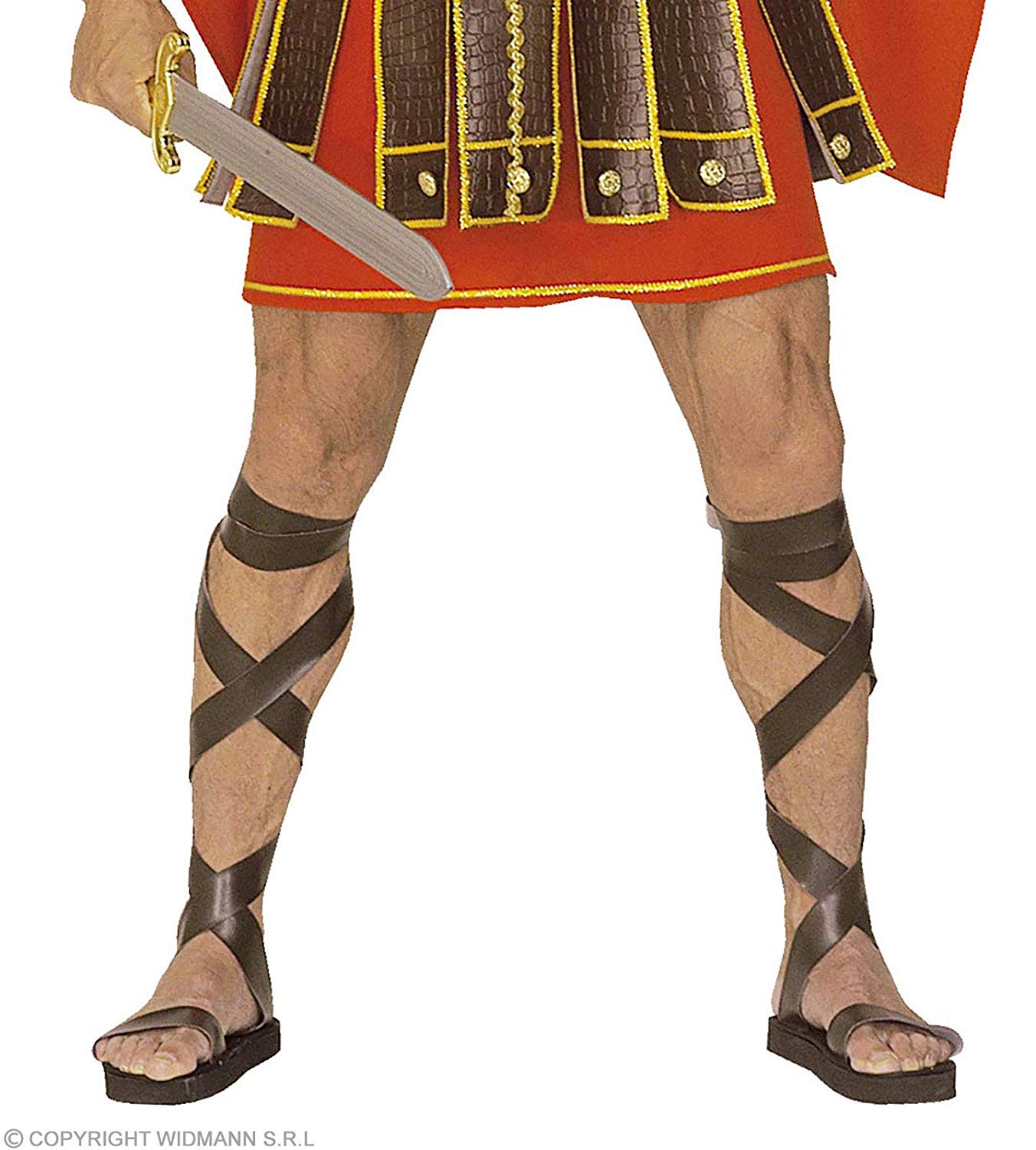 Mens Roman Sandals Leatherlook Accessory for Toga Party Rome Sparticus Fancy Dress, Brown