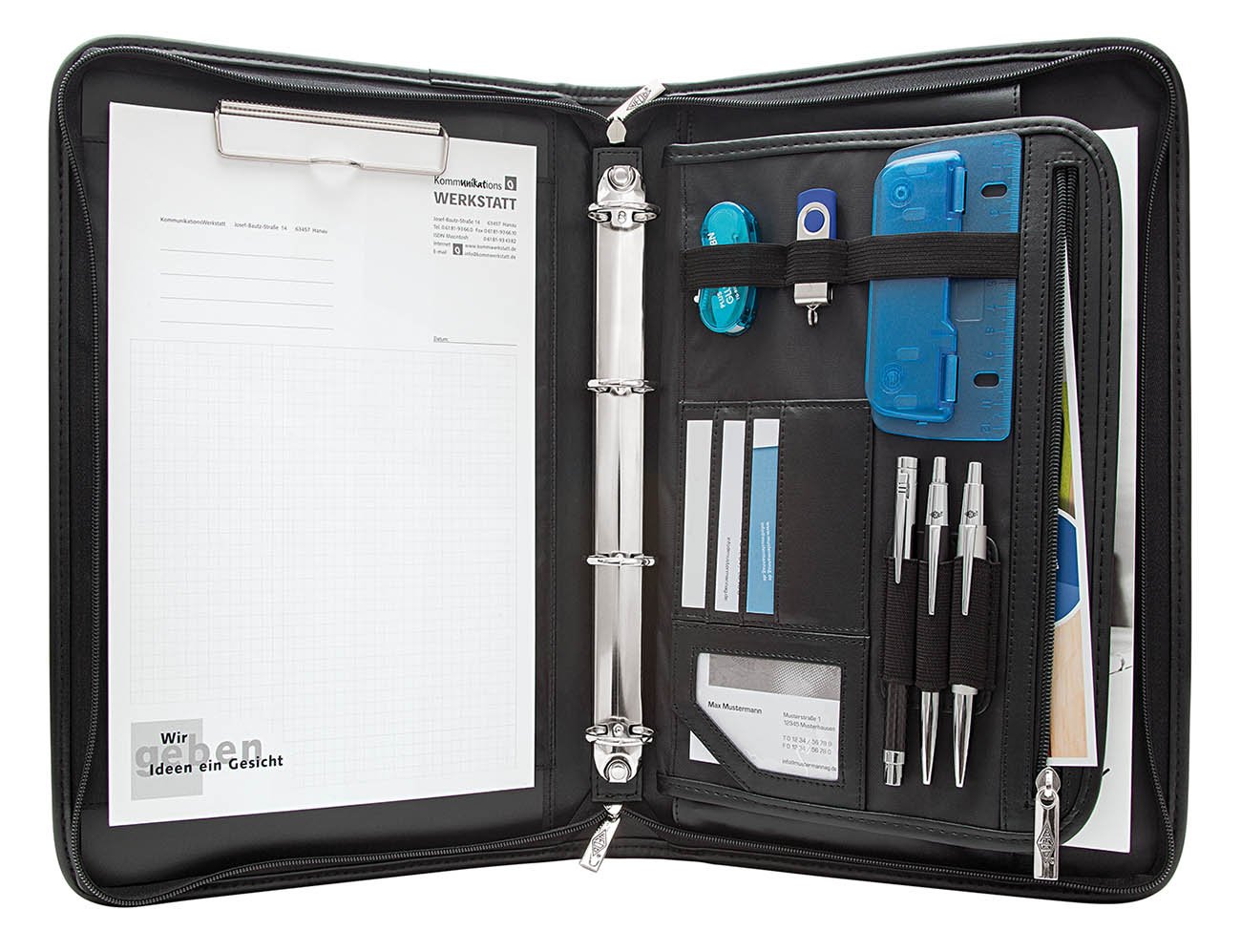 Wedo 58 5001 Elegance Conference Folder A4 in Black, Konferenzmappe A4
