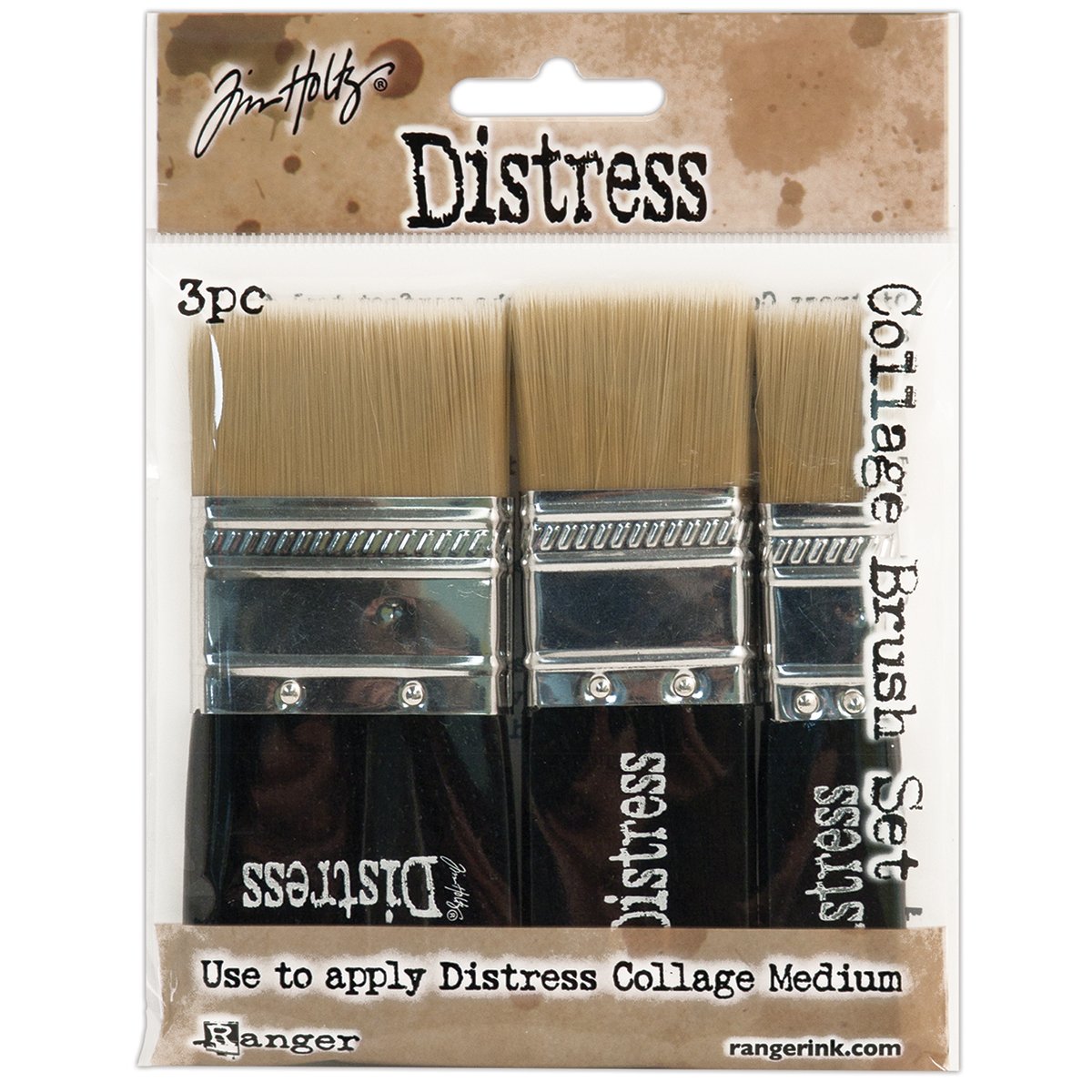 Ranger Distress Collage Brush, , Pack of 3, 1 Each of 3/4, 1-1/4 & 1-3/4