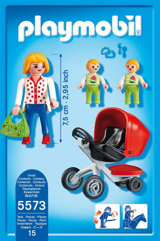 Playmobil 5573 City Life Mother with Twin Stroller - Image 2