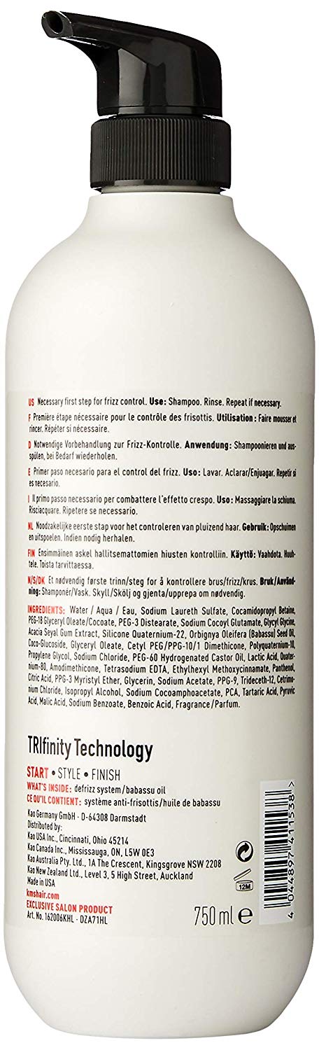 KMS TameFrizz Shampoo, for Medium to Thick Hair Anti-Frizz & Smoothness, Vegan & PETA Approved, White, 750 ml (Pack of 1) - Image 2