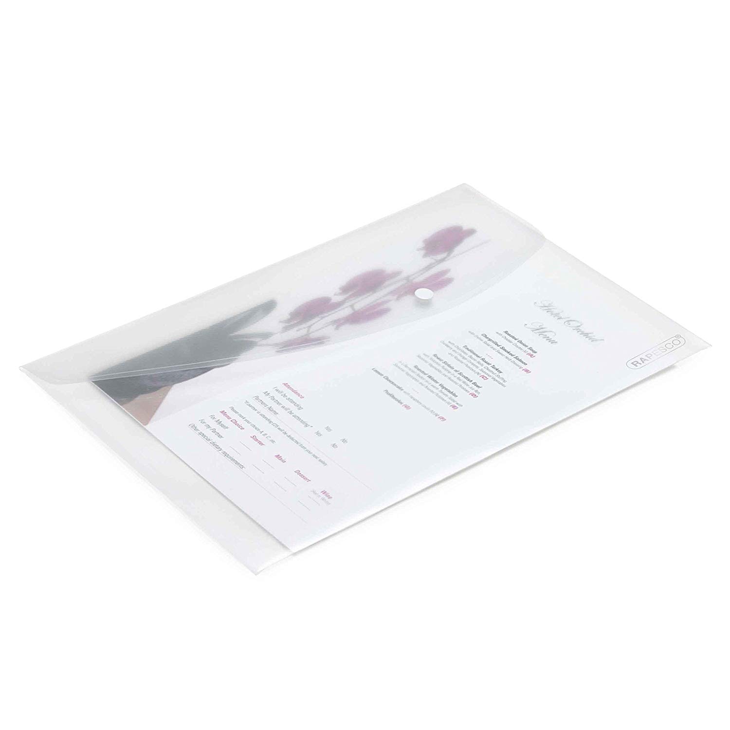 Rapesco 0695 ECO Recycled Popper Wallets, A4+, Clear Transparent, Pack of 5 - Image 2