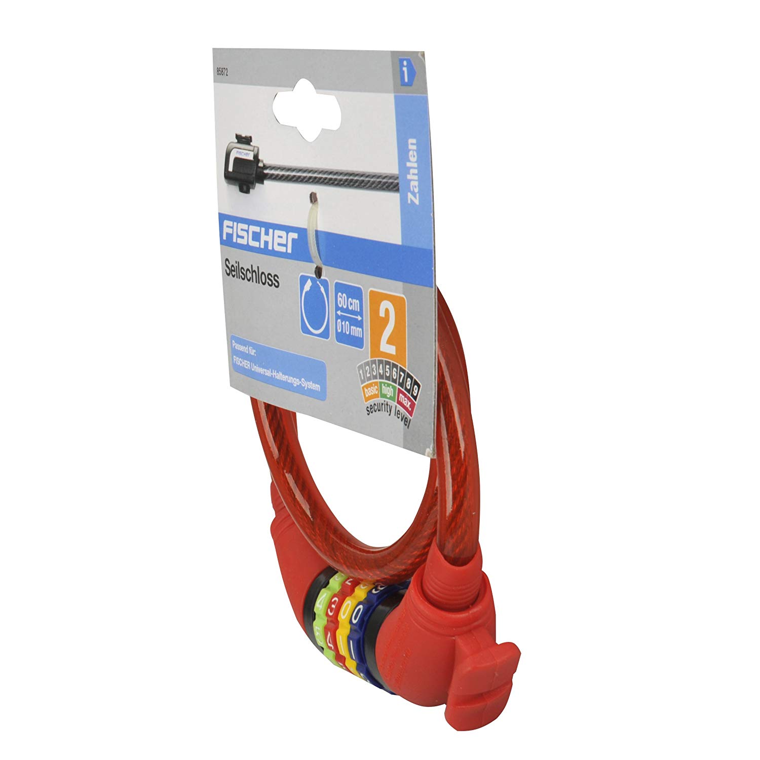 Fischer, cable number lock for children Red, 60 cm, Red - Red, 60 (EU) - Image 3