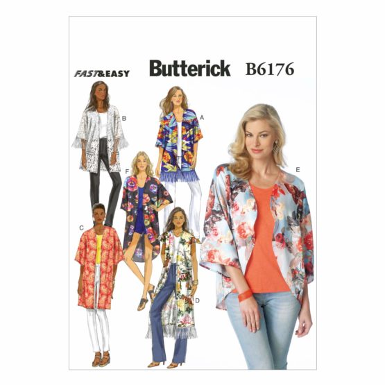 Butterick Patterns 6176 ZZ,Misses Kimono,Sizes LRG(16-18)-XLG(20-22)-XXL(24-26), polyester