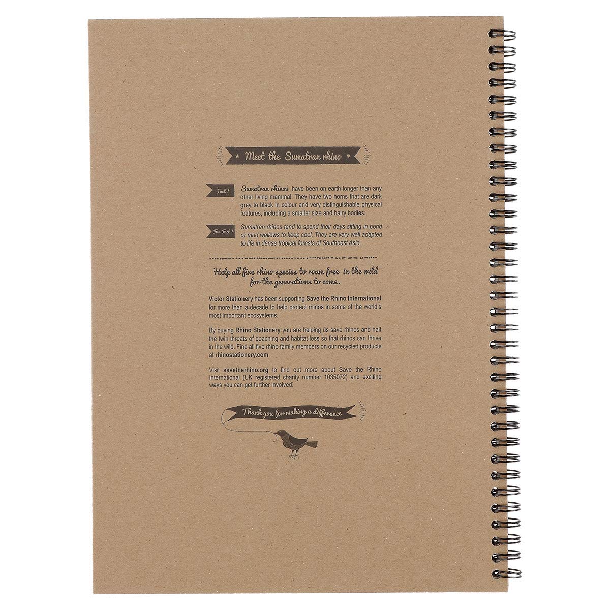 Rhino A4 Recycled Notebook, 160-Page / 8mm Lined Writing Book, 1-Pack, Hardback & Wirebound Spiral Pad - Image 3