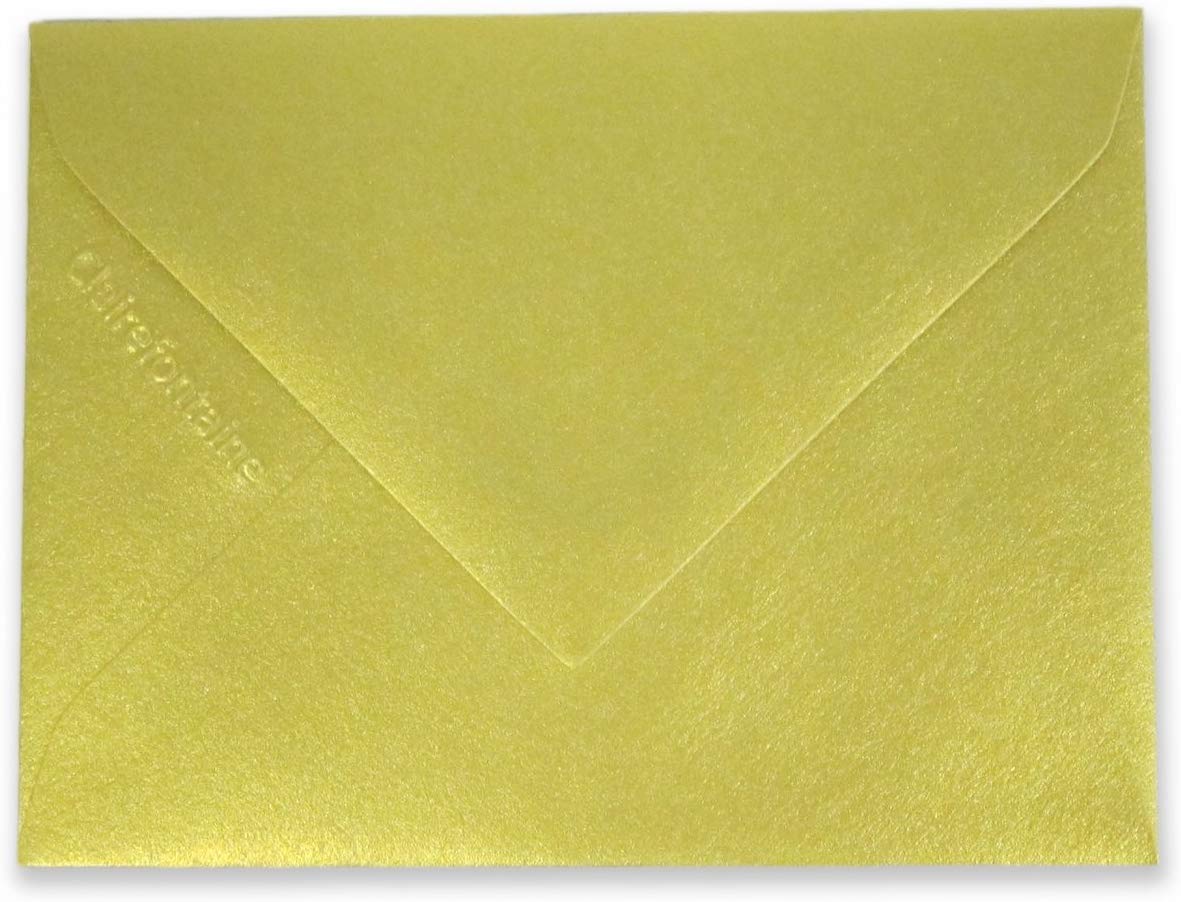 Clairefontaine 54080C Gold Iridescent Paper Pack of 20 Gummed Envelopes 7,5x10cm 120gsm Invitation Events Correspondence Pollen Range Premium Smooth Paper - Image 2