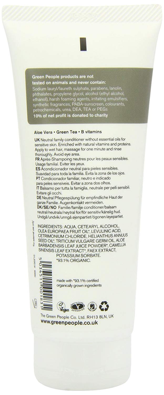 Green People Scent Free Conditioner - for All Hair Types - with Aloe Vera & Olive - Silicone Free, Organic, Vegan, 200ml - Image 2