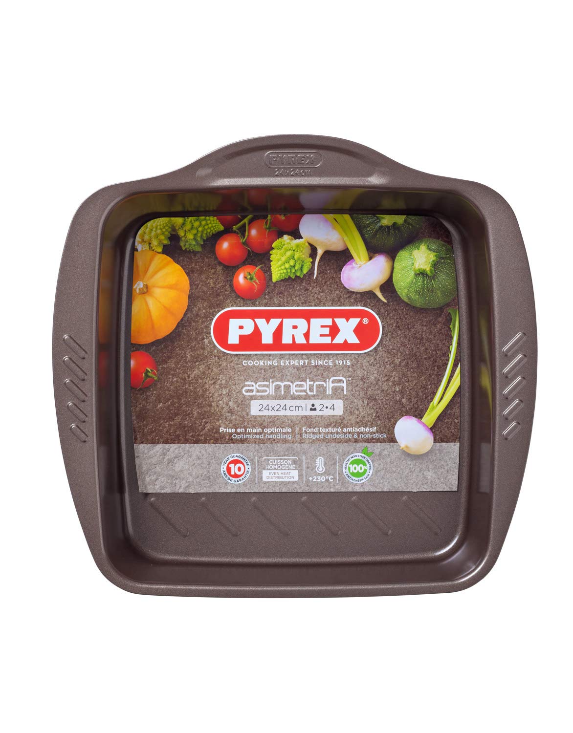 Pyrex asimetriA Metal Easy-Grip Square Roaster 24x24 cm, Brown, Grey, 24x24cm - Image 3